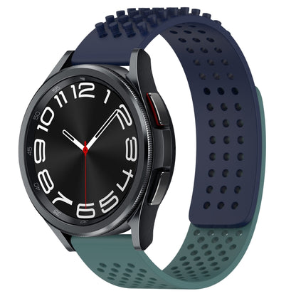 For Samsung Galaxy Watch 6 Classic 43mm 20mm Holes Breathable 3D Dots Silicone Watch Band(Midnight Blue+Olive Green) - Watch Bands by PMC Jewellery | Online Shopping South Africa | PMC Jewellery