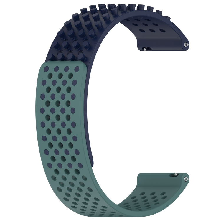 For Samsung Galaxy Watch 6 Classic 43mm 20mm Holes Breathable 3D Dots Silicone Watch Band(Midnight Blue+Olive Green) - Watch Bands by PMC Jewellery | Online Shopping South Africa | PMC Jewellery