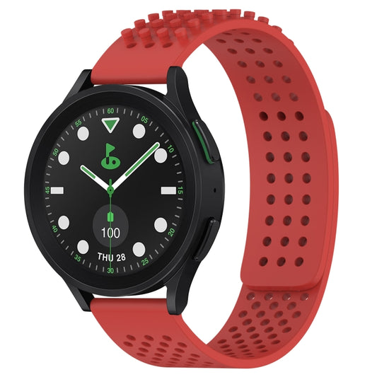 For Samsung Galaxy watch 5 Pro Golf Edition 20mm Holes Breathable 3D Dots Silicone Watch Band(Red) - Watch Bands by PMC Jewellery | Online Shopping South Africa | PMC Jewellery