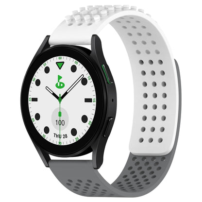 For Samsung Galaxy watch 5 Golf Edition 20mm Holes Breathable 3D Dots Silicone Watch Band(White+Grey) - Watch Bands by PMC Jewellery | Online Shopping South Africa | PMC Jewellery