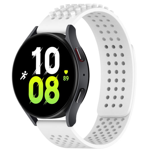 For Samsung Galaxy Watch 5  44mm 20mm Holes Breathable 3D Dots Silicone Watch Band(White) - Watch Bands by PMC Jewellery | Online Shopping South Africa | PMC Jewellery