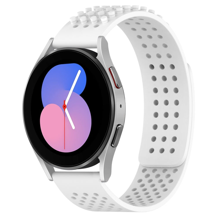 For Samsung Galaxy Watch 5  40mm 20mm Holes Breathable 3D Dots Silicone Watch Band(White) - Watch Bands by PMC Jewellery | Online Shopping South Africa | PMC Jewellery