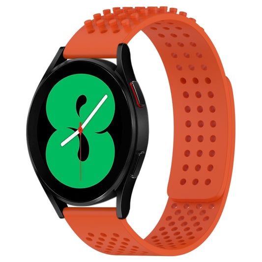 For Samsung Galaxy Watch 4 44mm 20mm Holes Breathable 3D Dots Silicone Watch Band(Orange) - Watch Bands by PMC Jewellery | Online Shopping South Africa | PMC Jewellery