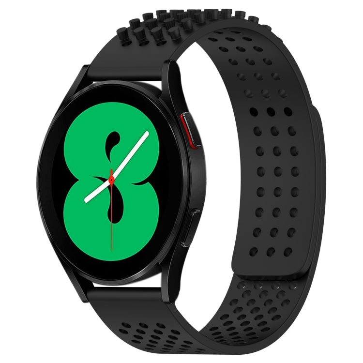 For Samsung Galaxy Watch 4 44mm 20mm Holes Breathable 3D Dots Silicone Watch Band(Black) - Watch Bands by PMC Jewellery | Online Shopping South Africa | PMC Jewellery