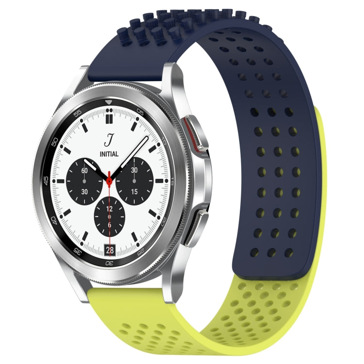 For Samsung  Galaxy Watch 4 Classic 42mm 20mm Holes Breathable 3D Dots Silicone Watch Band(Midnight Blue+Lime Green) - Watch Bands by PMC Jewellery | Online Shopping South Africa | PMC Jewellery