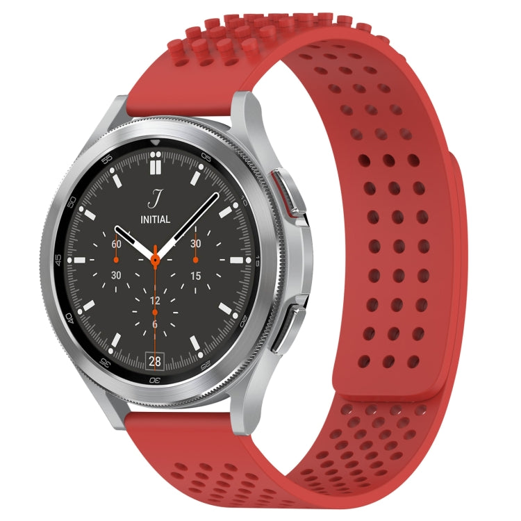 For Samsung  Galaxy Watch 4 Classic 46mm 20mm Holes Breathable 3D Dots Silicone Watch Band(Red) - Watch Bands by PMC Jewellery | Online Shopping South Africa | PMC Jewellery