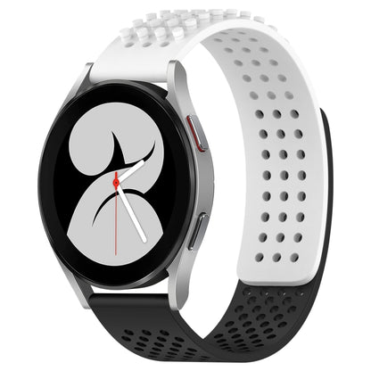 For Samsung Galaxy Watch 4 40mm 20mm Holes Breathable 3D Dots Silicone Watch Band(White+Black) - Watch Bands by PMC Jewellery | Online Shopping South Africa | PMC Jewellery