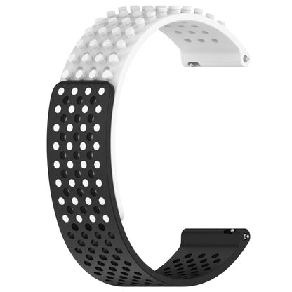 For Samsung Galaxy Watch 4 40mm 20mm Holes Breathable 3D Dots Silicone Watch Band(White+Black) - Watch Bands by PMC Jewellery | Online Shopping South Africa | PMC Jewellery