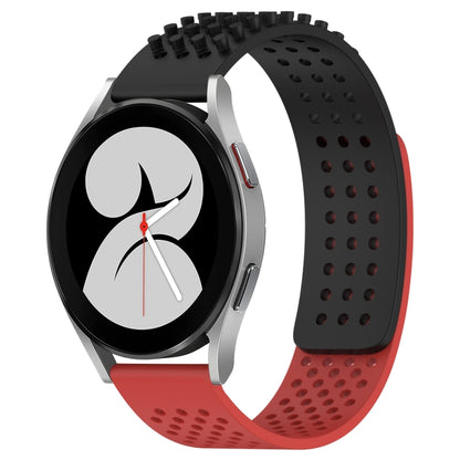 For Samsung Galaxy Watch 4 40mm 20mm Holes Breathable 3D Dots Silicone Watch Band(Black+Red) - Watch Bands by PMC Jewellery | Online Shopping South Africa | PMC Jewellery