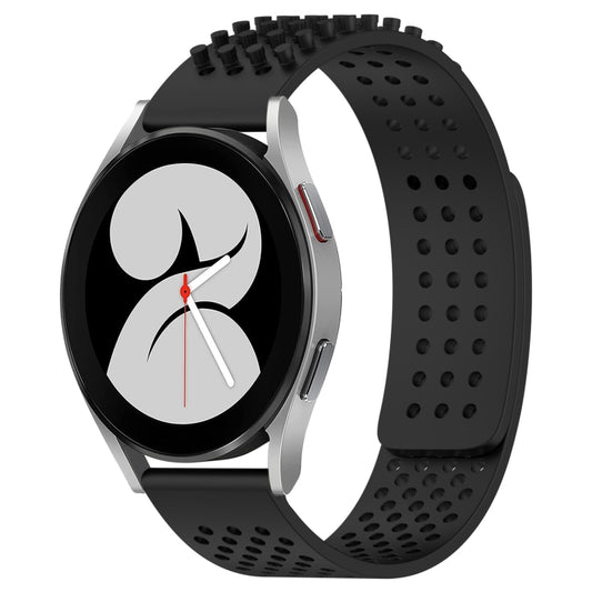 For Samsung Galaxy Watch 4 40mm 20mm Holes Breathable 3D Dots Silicone Watch Band(Black) - Watch Bands by PMC Jewellery | Online Shopping South Africa | PMC Jewellery