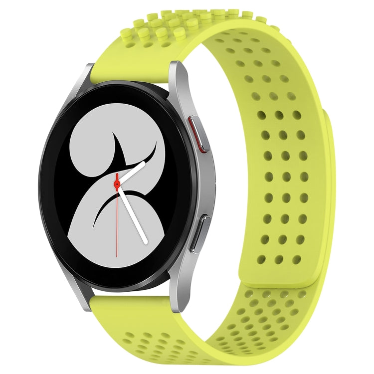 For Samsung Galaxy Watch 4 40mm 20mm Holes Breathable 3D Dots Silicone Watch Band(Lime Green) - Watch Bands by PMC Jewellery | Online Shopping South Africa | PMC Jewellery