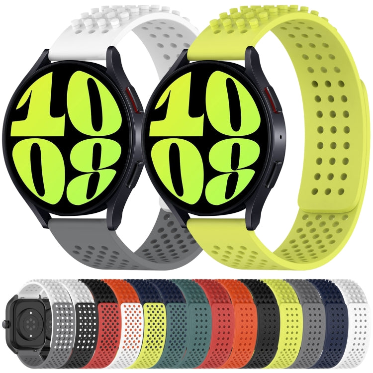 For Samsung Galaxy Watch 4 40mm 20mm Holes Breathable 3D Dots Silicone Watch Band(Lime Green) - Watch Bands by PMC Jewellery | Online Shopping South Africa | PMC Jewellery