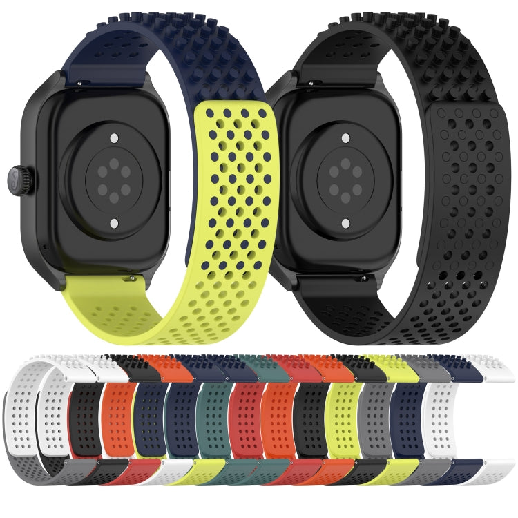 For Samsung Galaxy Watch 5 Pro  45mm 20mm Holes Breathable 3D Dots Silicone Watch Band(Midnight Blue+Lime Green) - Watch Bands by PMC Jewellery | Online Shopping South Africa | PMC Jewellery