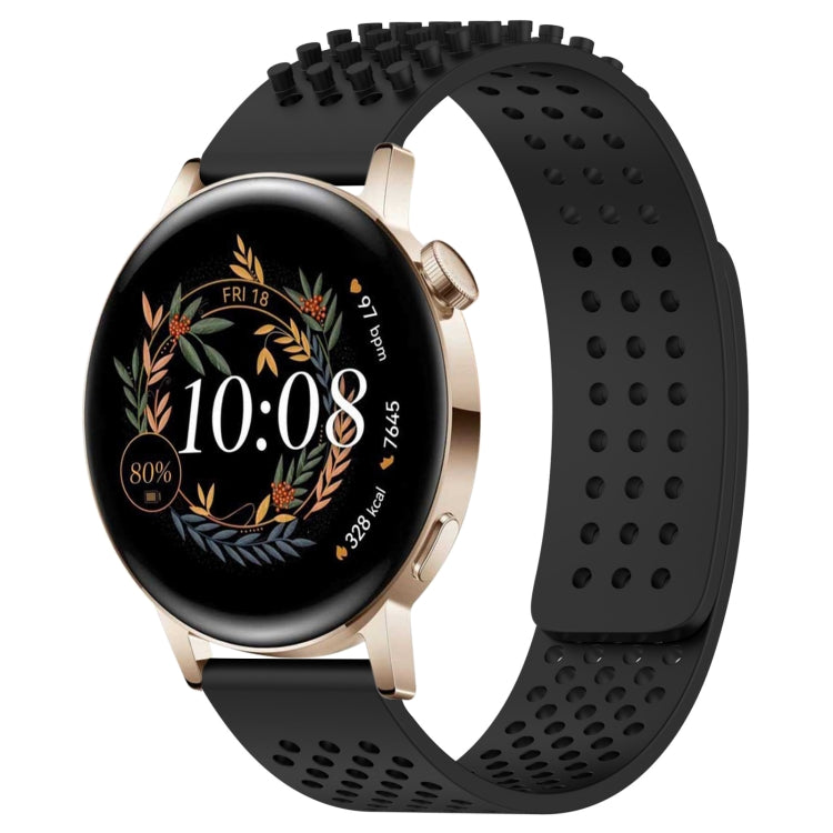 For Huawei Watch GT3 42mm 20mm Holes Breathable 3D Dots Silicone Watch Band(Black) - Watch Bands by PMC Jewellery | Online Shopping South Africa | PMC Jewellery