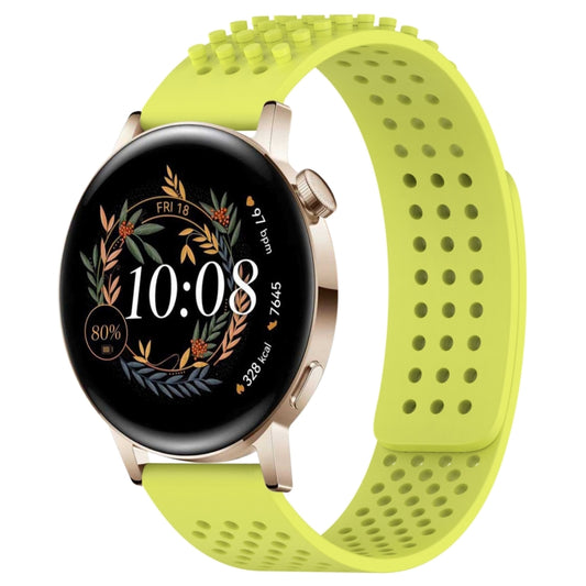 For Huawei Watch GT3 42mm 20mm Holes Breathable 3D Dots Silicone Watch Band(Lime Green) - Watch Bands by PMC Jewellery | Online Shopping South Africa | PMC Jewellery