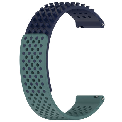 For Honor Watch ES 20mm Holes Breathable 3D Dots Silicone Watch Band(Midnight Blue+Olive Green) - Watch Bands by PMC Jewellery | Online Shopping South Africa | PMC Jewellery