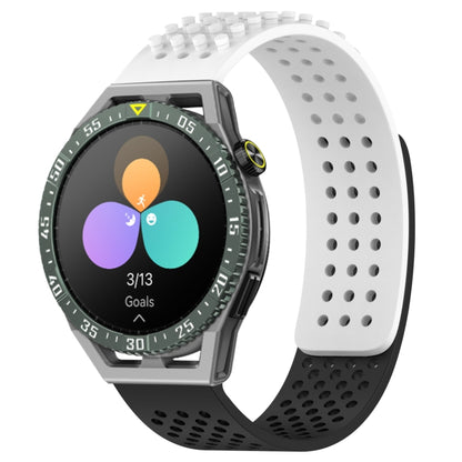 For Huawei Watch GT3 SE 22mm Holes Breathable 3D Dots Silicone Watch Band(White+Black) - Watch Bands by PMC Jewellery | Online Shopping South Africa | PMC Jewellery