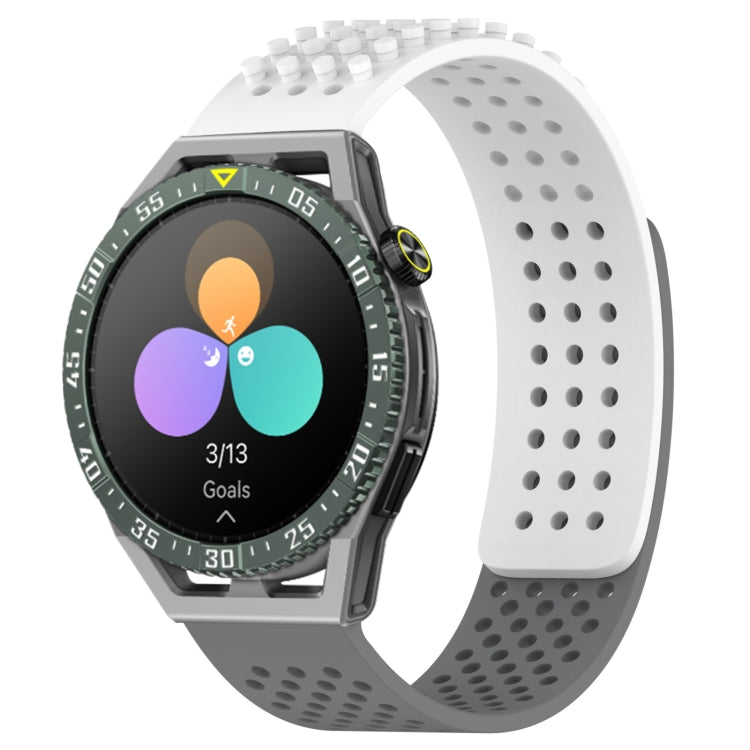 For Huawei Watch GT3 SE 22mm Holes Breathable 3D Dots Silicone Watch Band(White+Grey) - Watch Bands by PMC Jewellery | Online Shopping South Africa | PMC Jewellery