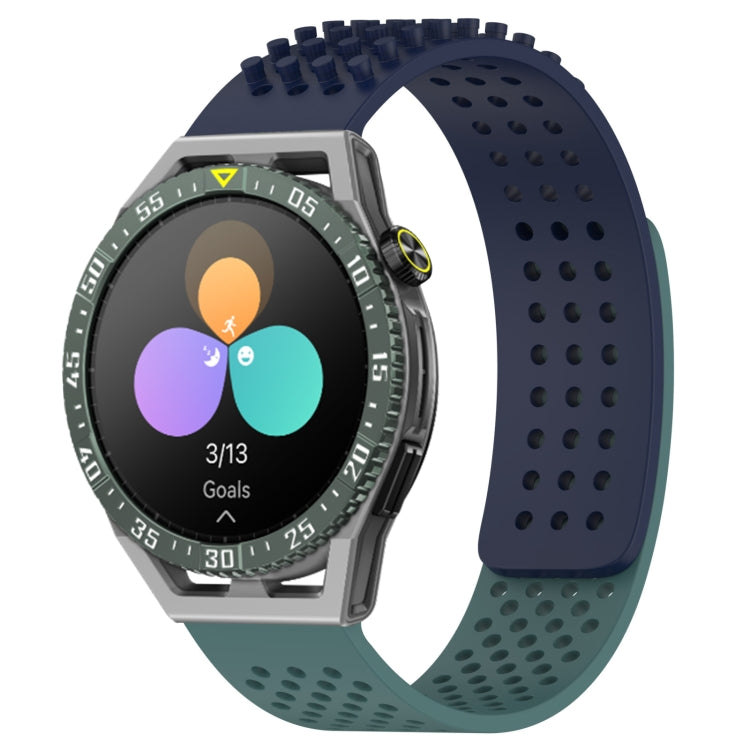 For Huawei Watch GT3 SE 22mm Holes Breathable 3D Dots Silicone Watch Band(Midnight Blue+Olive Green) - Watch Bands by PMC Jewellery | Online Shopping South Africa | PMC Jewellery