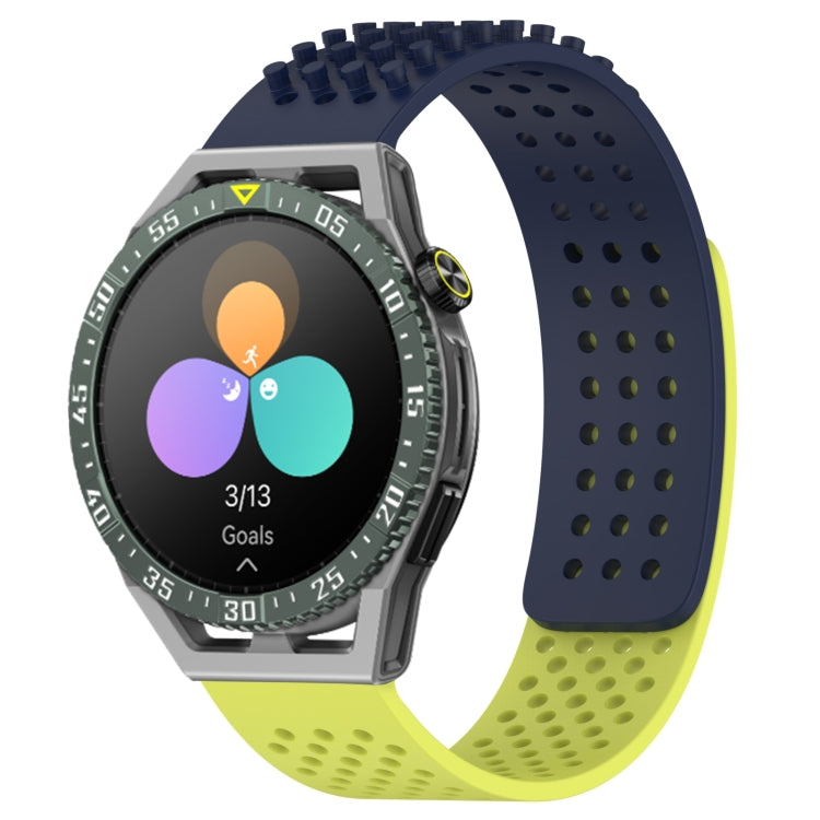 For Huawei Watch GT3 SE 22mm Holes Breathable 3D Dots Silicone Watch Band(Midnight Blue+Lime Green) - Watch Bands by PMC Jewellery | Online Shopping South Africa | PMC Jewellery