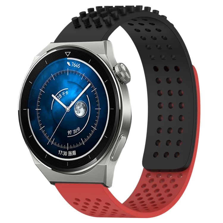 For Huawei Watch GT3 Pro 46mm 22mm Holes Breathable 3D Dots Silicone Watch Band(Black+Red) - Watch Bands by PMC Jewellery | Online Shopping South Africa | PMC Jewellery