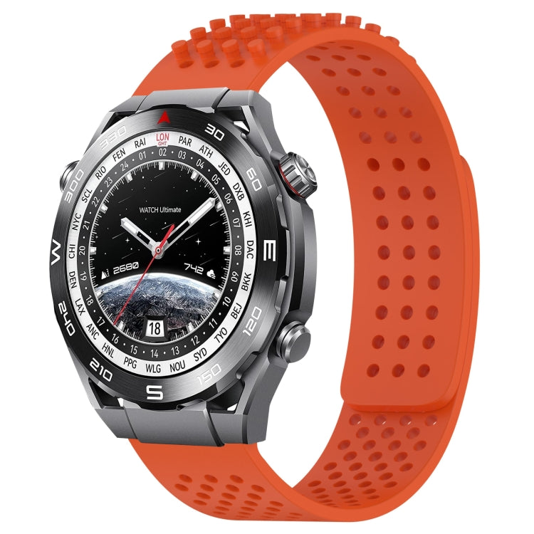 For Huawei Watch Ultimate 22mm Holes Breathable 3D Dots Silicone Watch Band(Orange) - Watch Bands by PMC Jewellery | Online Shopping South Africa | PMC Jewellery