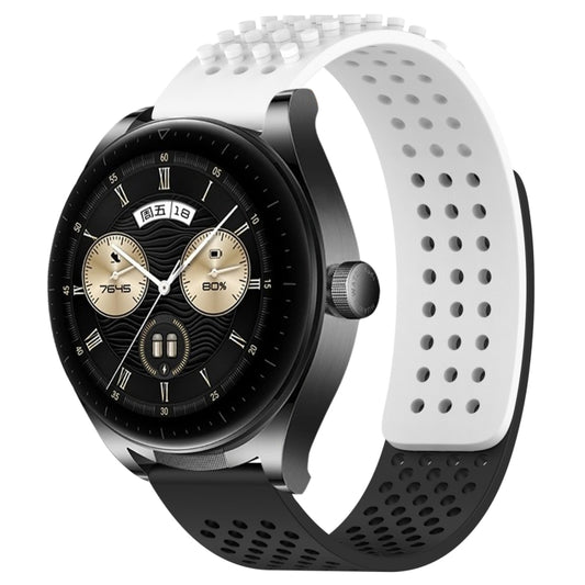 For Huawei Watch Buds 22mm Holes Breathable 3D Dots Silicone Watch Band(White+Black) - Watch Bands by PMC Jewellery | Online Shopping South Africa | PMC Jewellery