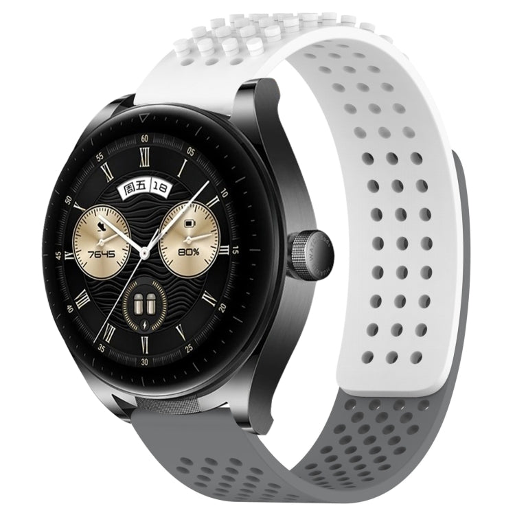 For Huawei Watch Buds 22mm Holes Breathable 3D Dots Silicone Watch Band(White+Grey) - Watch Bands by PMC Jewellery | Online Shopping South Africa | PMC Jewellery