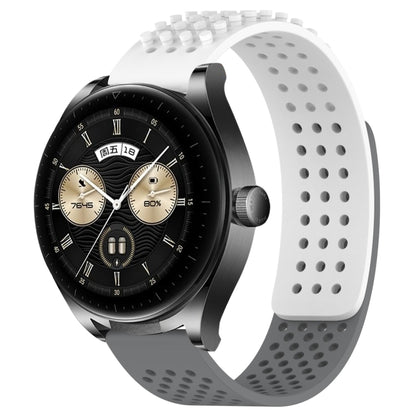 For Huawei Watch Buds 22mm Holes Breathable 3D Dots Silicone Watch Band(White+Grey) - Watch Bands by PMC Jewellery | Online Shopping South Africa | PMC Jewellery