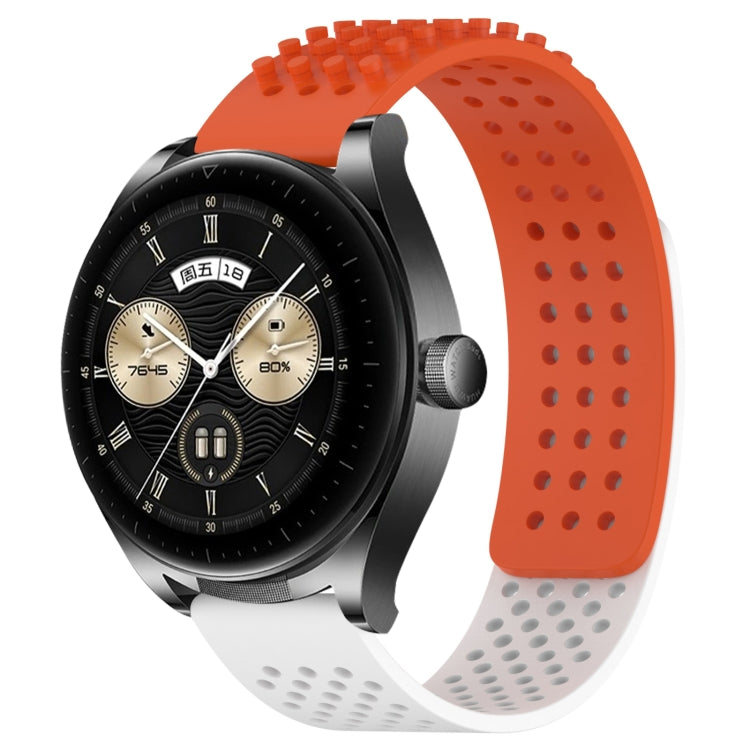 For Huawei Watch Buds 22mm Holes Breathable 3D Dots Silicone Watch Band(Orange+White) - Watch Bands by PMC Jewellery | Online Shopping South Africa | PMC Jewellery