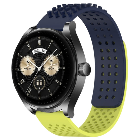 For Huawei Watch Buds 22mm Holes Breathable 3D Dots Silicone Watch Band(Midnight Blue+Lime Green) - Watch Bands by PMC Jewellery | Online Shopping South Africa | PMC Jewellery