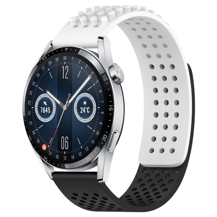 For Huawei Watch GT3 46mm 22mm Holes Breathable 3D Dots Silicone Watch Band(White+Black) - Watch Bands by PMC Jewellery | Online Shopping South Africa | PMC Jewellery