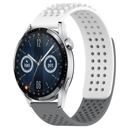 For Huawei Watch GT3 46mm 22mm Holes Breathable 3D Dots Silicone Watch Band(White+Grey) - Watch Bands by PMC Jewellery | Online Shopping South Africa | PMC Jewellery