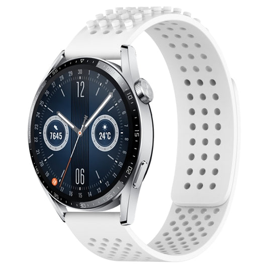 For Huawei Watch GT3 46mm 22mm Holes Breathable 3D Dots Silicone Watch Band(White) - Watch Bands by PMC Jewellery | Online Shopping South Africa | PMC Jewellery