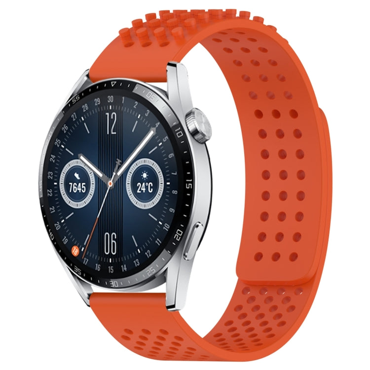 For Huawei Watch GT3 46mm 22mm Holes Breathable 3D Dots Silicone Watch Band(Orange) - Watch Bands by PMC Jewellery | Online Shopping South Africa | PMC Jewellery