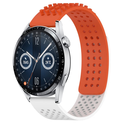 For Huawei Watch GT3 46mm 22mm Holes Breathable 3D Dots Silicone Watch Band(Orange+White) - Watch Bands by PMC Jewellery | Online Shopping South Africa | PMC Jewellery