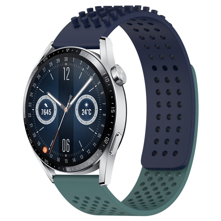 For Huawei Watch GT3 46mm 22mm Holes Breathable 3D Dots Silicone Watch Band(Midnight Blue+Olive Green) - Watch Bands by PMC Jewellery | Online Shopping South Africa | PMC Jewellery