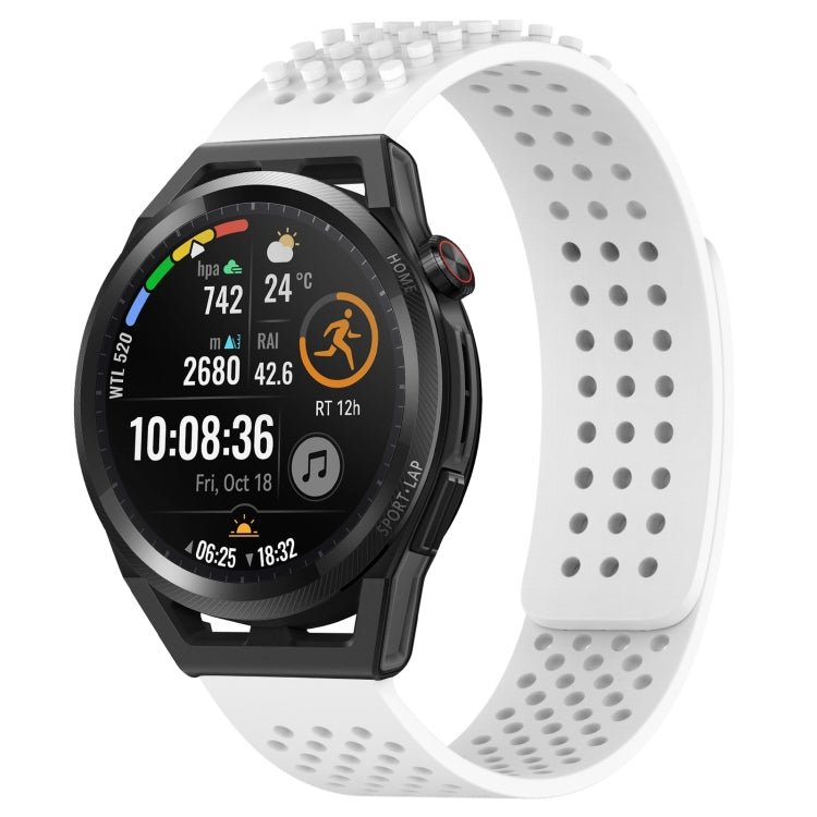 For Huawei Watch GT Runner 22mm Holes Breathable 3D Dots Silicone Watch Band(White) - Watch Bands by PMC Jewellery | Online Shopping South Africa | PMC Jewellery