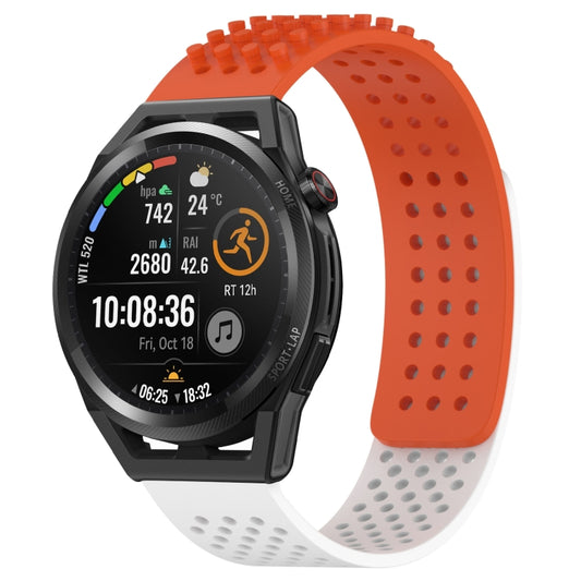 For Huawei Watch GT Runner 22mm Holes Breathable 3D Dots Silicone Watch Band(Orange+White) - Watch Bands by PMC Jewellery | Online Shopping South Africa | PMC Jewellery