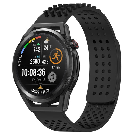 For Huawei Watch GT Runner 22mm Holes Breathable 3D Dots Silicone Watch Band(Black) - Watch Bands by PMC Jewellery | Online Shopping South Africa | PMC Jewellery