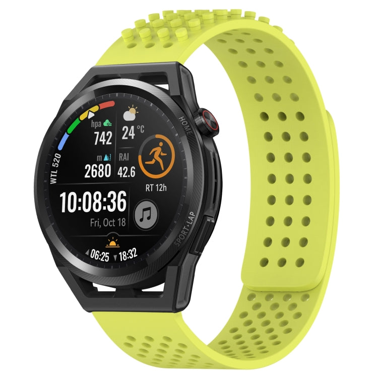 For Huawei Watch GT Runner 22mm Holes Breathable 3D Dots Silicone Watch Band(Lime Green) - Watch Bands by PMC Jewellery | Online Shopping South Africa | PMC Jewellery