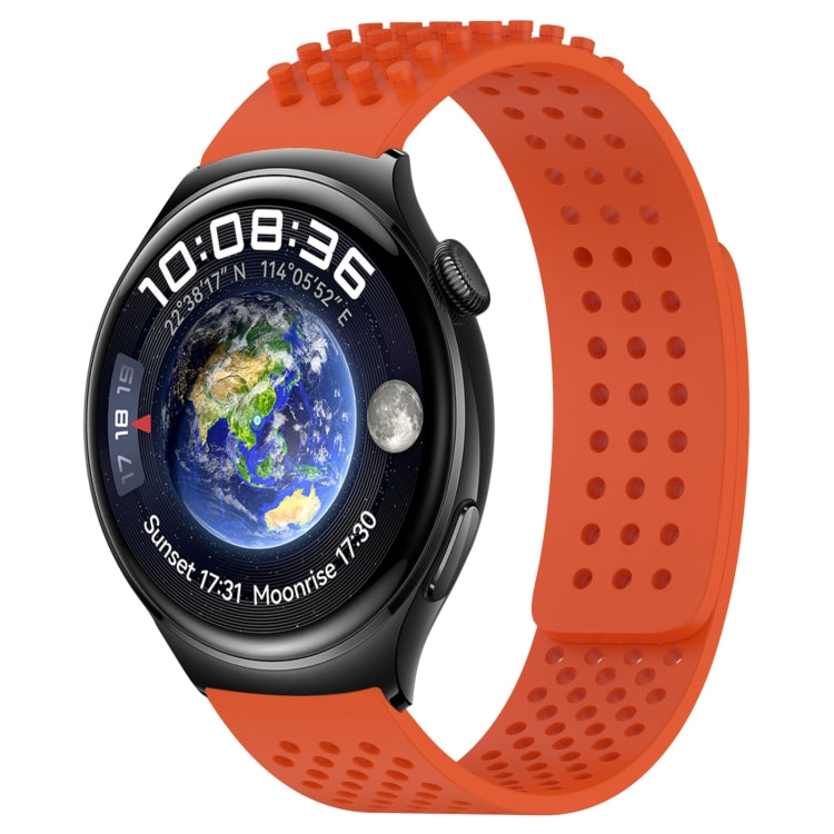 For Huawei Watch 4 22mm Holes Breathable 3D Dots Silicone Watch Band(Orange) - Watch Bands by PMC Jewellery | Online Shopping South Africa | PMC Jewellery