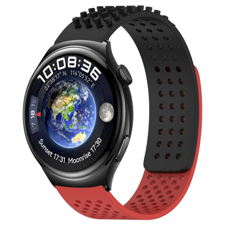 For Huawei Watch 4 22mm Holes Breathable 3D Dots Silicone Watch Band(Black+Red) - Watch Bands by PMC Jewellery | Online Shopping South Africa | PMC Jewellery