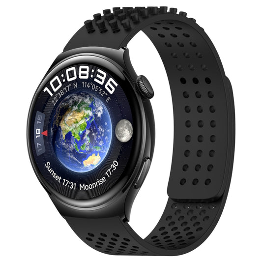 For Huawei Watch 4 22mm Holes Breathable 3D Dots Silicone Watch Band(Black) - Watch Bands by PMC Jewellery | Online Shopping South Africa | PMC Jewellery