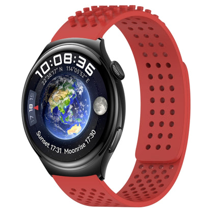 For Huawei Watch 4 22mm Holes Breathable 3D Dots Silicone Watch Band(Red) - Watch Bands by PMC Jewellery | Online Shopping South Africa | PMC Jewellery