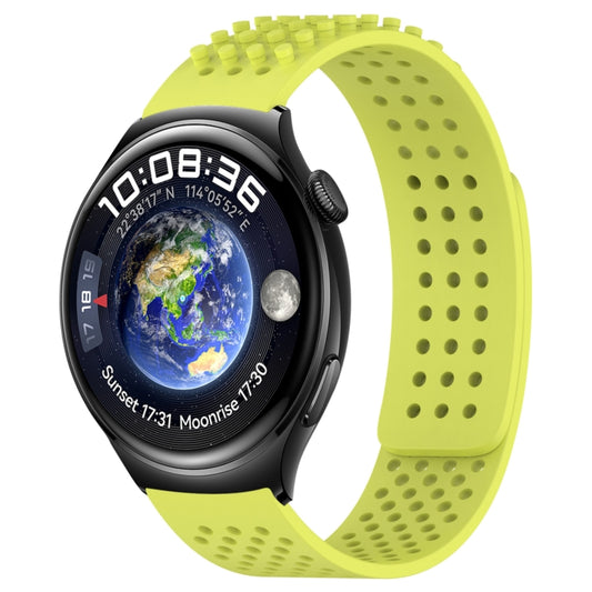 For Huawei Watch 4 22mm Holes Breathable 3D Dots Silicone Watch Band(Lime Green) - Watch Bands by PMC Jewellery | Online Shopping South Africa | PMC Jewellery