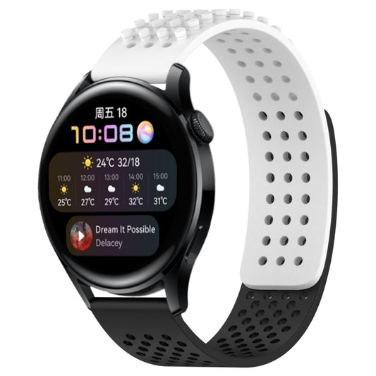 For Huawei Watch 3 22mm Holes Breathable 3D Dots Silicone Watch Band(White+Black) - Watch Bands by PMC Jewellery | Online Shopping South Africa | PMC Jewellery