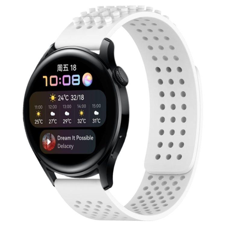 For Huawei Watch 3 22mm Holes Breathable 3D Dots Silicone Watch Band(White) - Watch Bands by PMC Jewellery | Online Shopping South Africa | PMC Jewellery