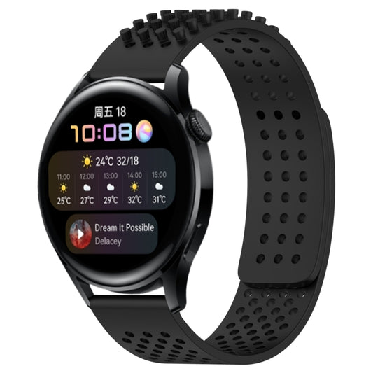 For Huawei Watch 3 22mm Holes Breathable 3D Dots Silicone Watch Band(Black) - Watch Bands by PMC Jewellery | Online Shopping South Africa | PMC Jewellery