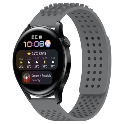 For Huawei Watch 3 22mm Holes Breathable 3D Dots Silicone Watch Band(Grey) - Watch Bands by PMC Jewellery | Online Shopping South Africa | PMC Jewellery